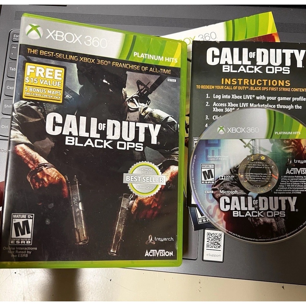 031-011 Call of‎ Duty: Black Ops (Xbox 360, 2010) Complete w/ Manual Video Game